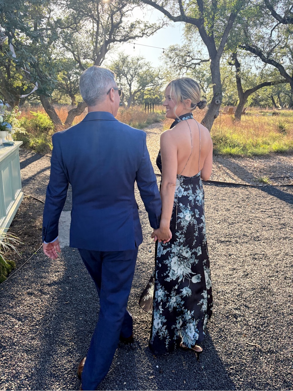BHLDN Dark Blue Floral Backless Halter Maxi Dress - Picture 3 of 3